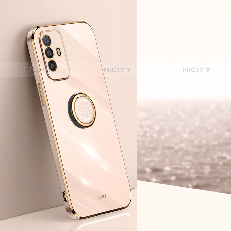 Custodia Silicone Ultra Sottile Morbida Cover con Magnetico Anello Supporto XL1 per Oppo F19 Pro+ Plus 5G Oro