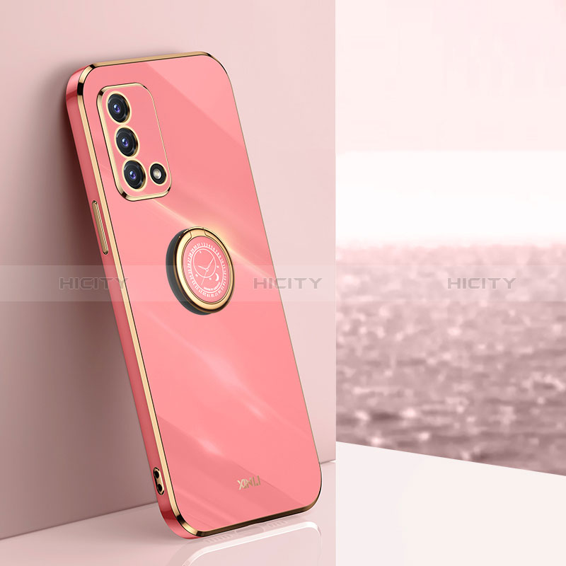 Custodia Silicone Ultra Sottile Morbida Cover con Magnetico Anello Supporto XL1 per Oppo F19 Rosa Caldo