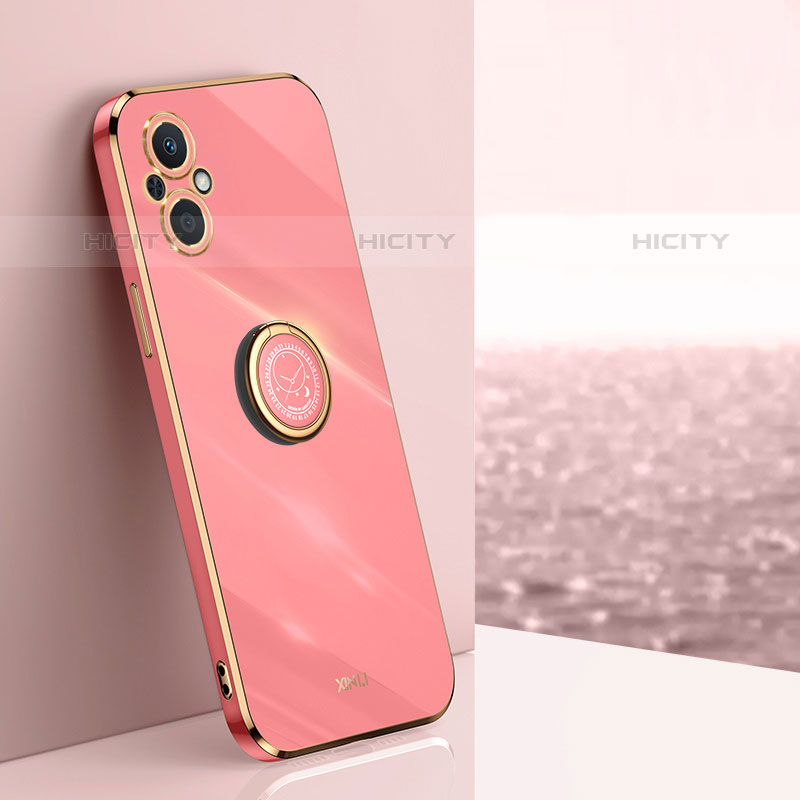 Custodia Silicone Ultra Sottile Morbida Cover con Magnetico Anello Supporto XL1 per Oppo F21 Pro 5G Rosa Caldo