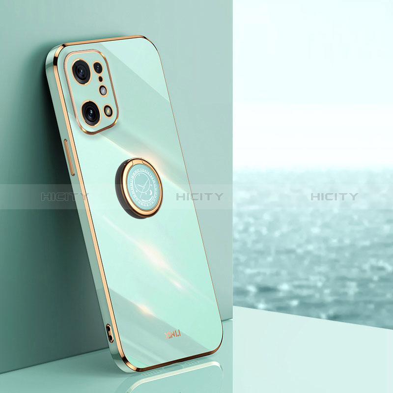 Custodia Silicone Ultra Sottile Morbida Cover con Magnetico Anello Supporto XL1 per Oppo Find X5 5G Verde