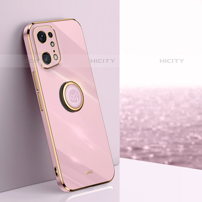 Custodia Silicone Ultra Sottile Morbida Cover con Magnetico Anello Supporto XL1 per Oppo Find X5 Pro 5G