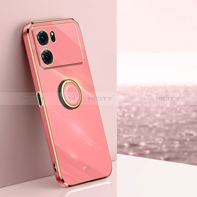 Custodia Silicone Ultra Sottile Morbida Cover con Magnetico Anello Supporto XL1 per Oppo K10 5G Rosa Caldo