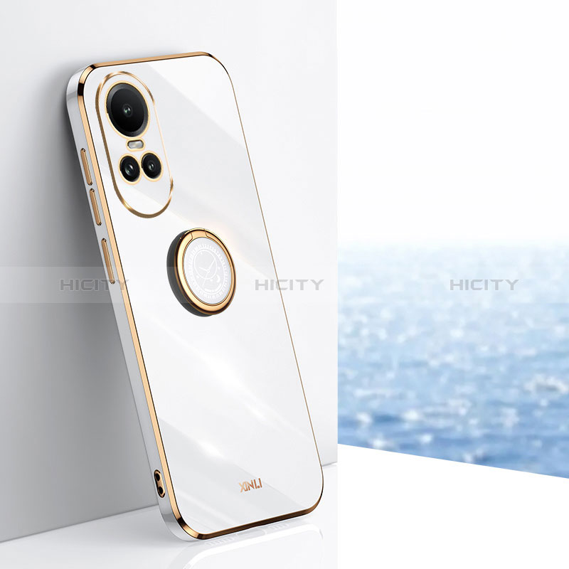 Custodia Silicone Ultra Sottile Morbida Cover con Magnetico Anello Supporto XL1 per Oppo Reno10 Pro 5G Bianco