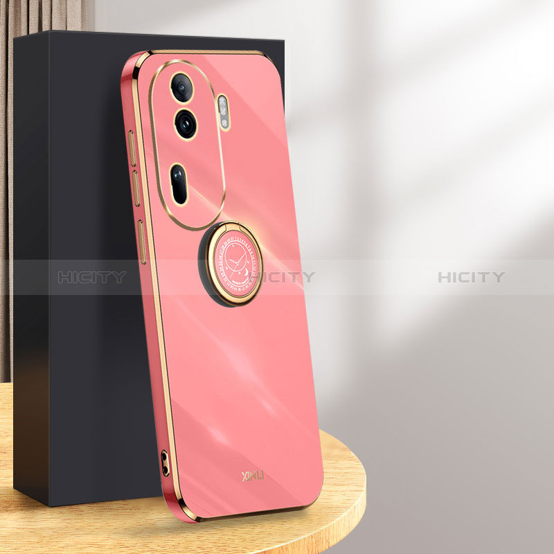 Custodia Silicone Ultra Sottile Morbida Cover con Magnetico Anello Supporto XL1 per Oppo Reno11 Pro 5G Rosa Caldo