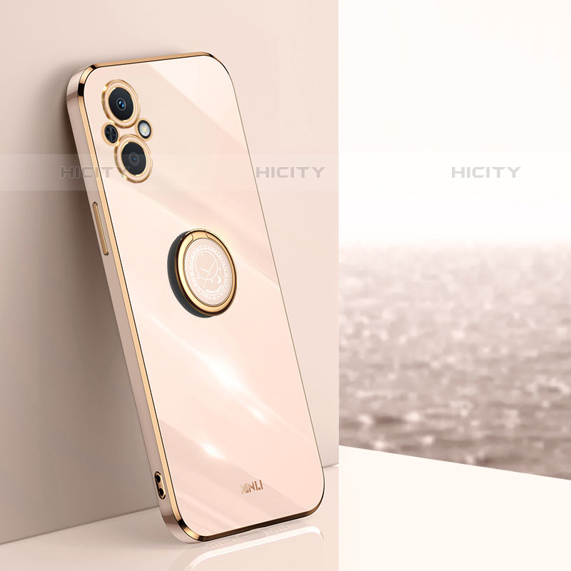 Custodia Silicone Ultra Sottile Morbida Cover con Magnetico Anello Supporto XL1 per Oppo Reno8 Lite 5G Oro