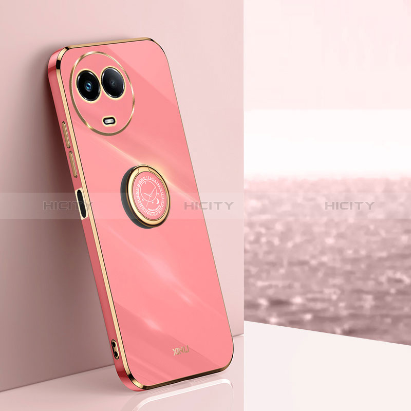 Custodia Silicone Ultra Sottile Morbida Cover con Magnetico Anello Supporto XL1 per Realme 11 5G Rosa Caldo