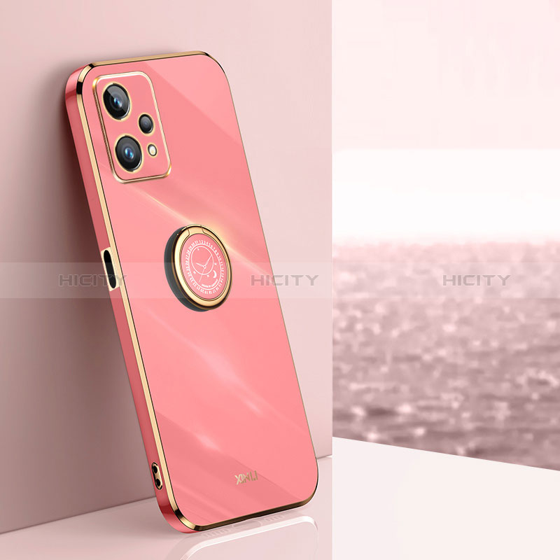 Custodia Silicone Ultra Sottile Morbida Cover con Magnetico Anello Supporto XL1 per Realme 9 5G Rosa Caldo