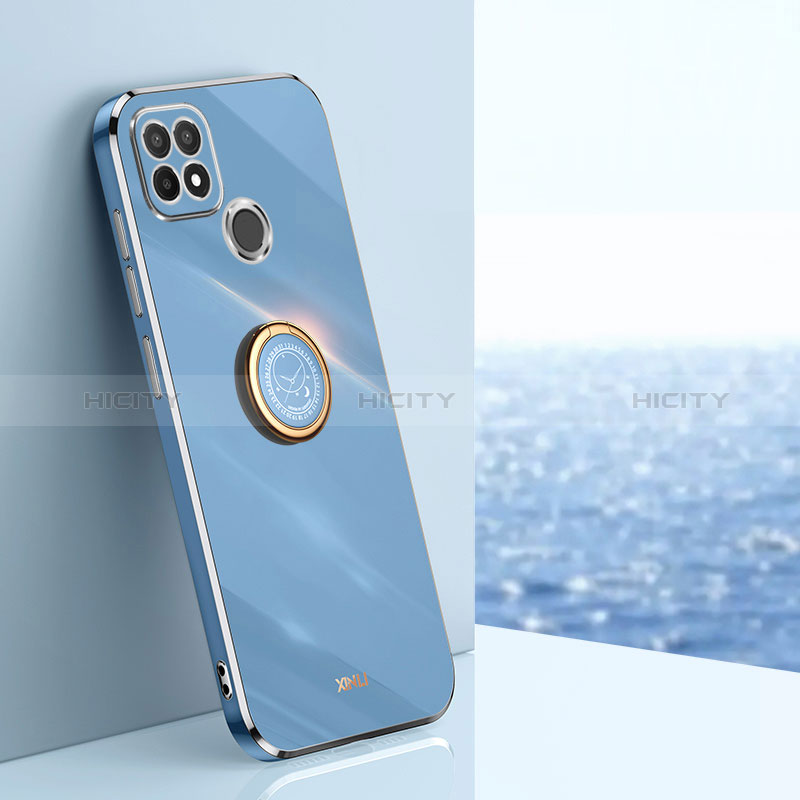 Custodia Silicone Ultra Sottile Morbida Cover con Magnetico Anello Supporto XL1 per Realme C21Y Blu