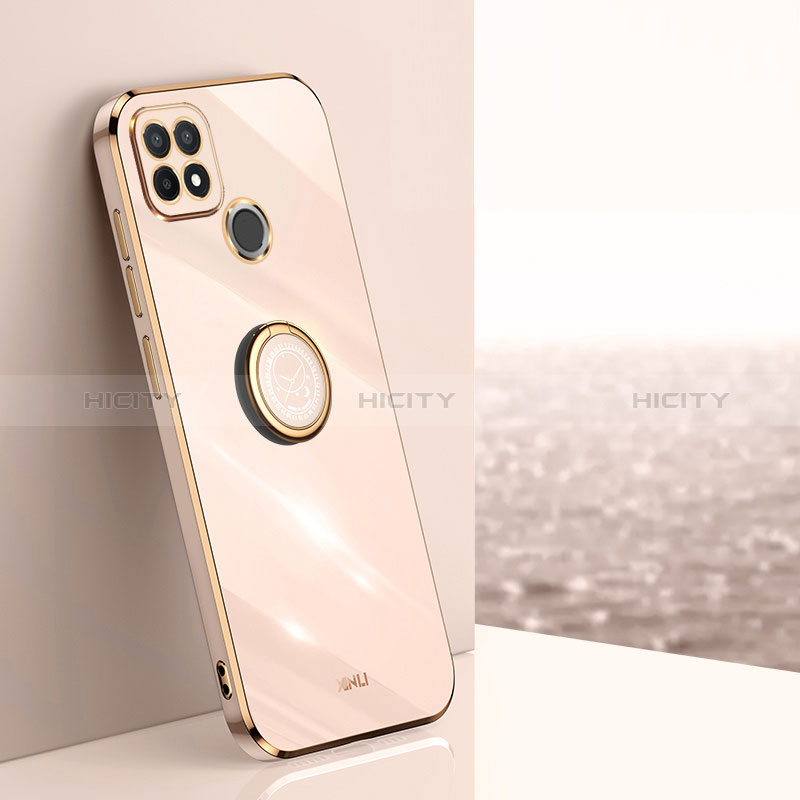 Custodia Silicone Ultra Sottile Morbida Cover con Magnetico Anello Supporto XL1 per Realme C21Y Oro Rosa