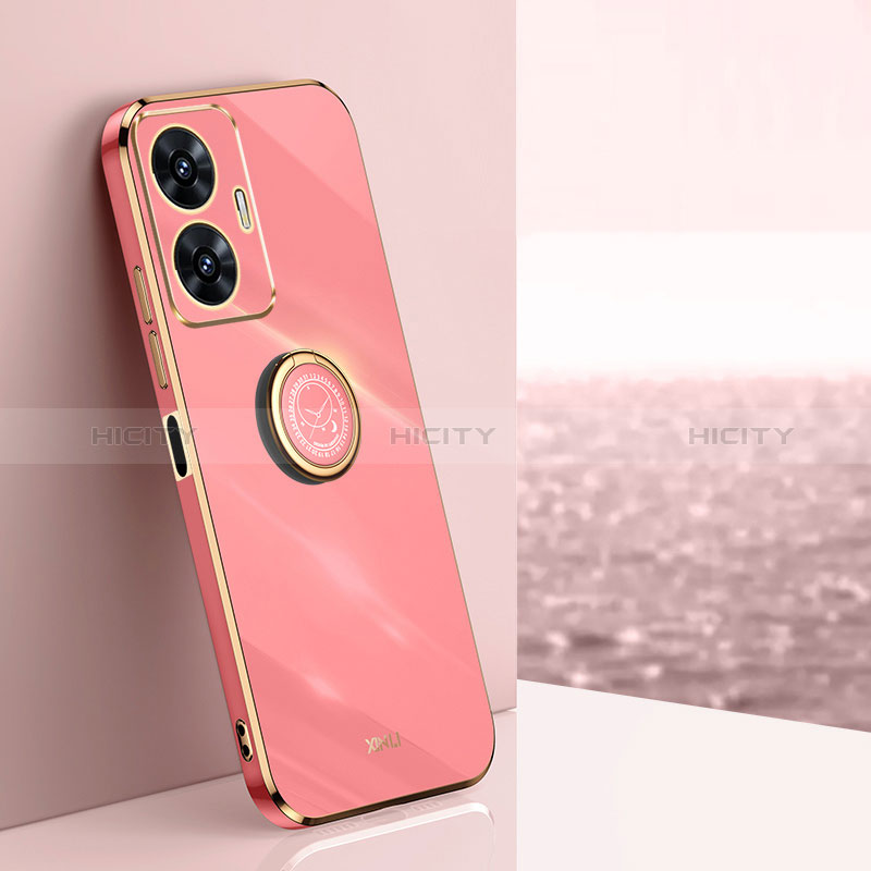 Custodia Silicone Ultra Sottile Morbida Cover con Magnetico Anello Supporto XL1 per Realme C55 Rosa Caldo