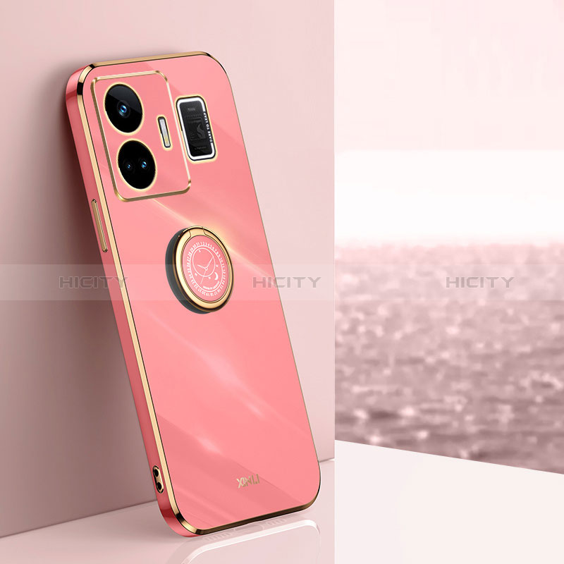 Custodia Silicone Ultra Sottile Morbida Cover con Magnetico Anello Supporto XL1 per Realme GT Neo5 240W 5G Rosa Caldo