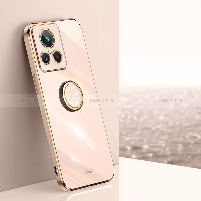 Custodia Silicone Ultra Sottile Morbida Cover con Magnetico Anello Supporto XL1 per Realme GT2 Master Explorer Oro Rosa