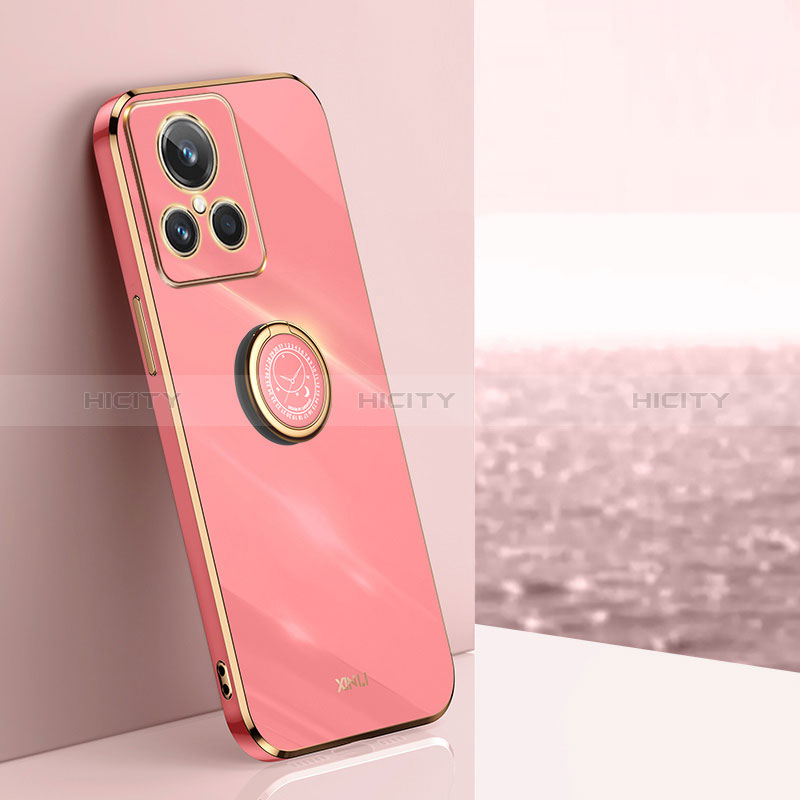 Custodia Silicone Ultra Sottile Morbida Cover con Magnetico Anello Supporto XL1 per Realme GT2 Master Explorer Rosa Caldo