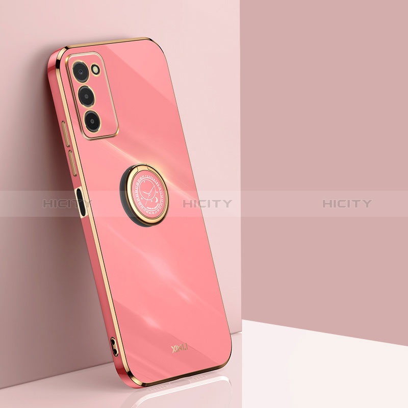 Custodia Silicone Ultra Sottile Morbida Cover con Magnetico Anello Supporto XL1 per Samsung Galaxy A02s Rosa Caldo