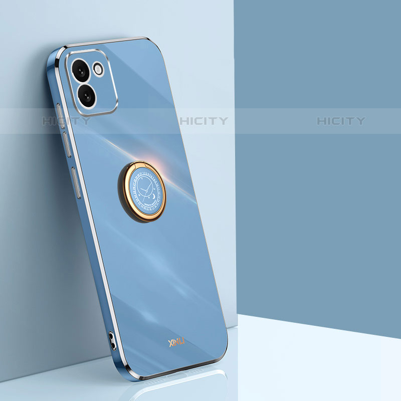 Custodia Silicone Ultra Sottile Morbida Cover con Magnetico Anello Supporto XL1 per Samsung Galaxy A03 Blu