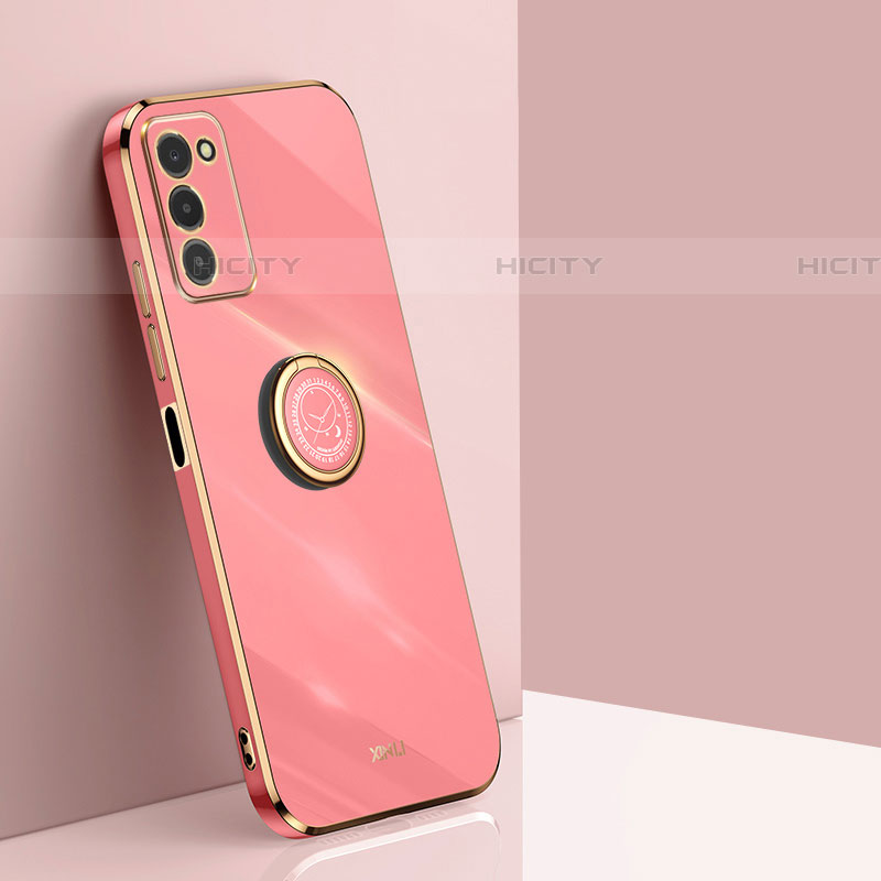 Custodia Silicone Ultra Sottile Morbida Cover con Magnetico Anello Supporto XL1 per Samsung Galaxy A03s Rosa Caldo