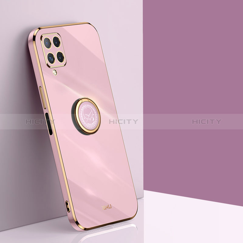 Custodia Silicone Ultra Sottile Morbida Cover con Magnetico Anello Supporto XL1 per Samsung Galaxy A12 Nacho Rosa