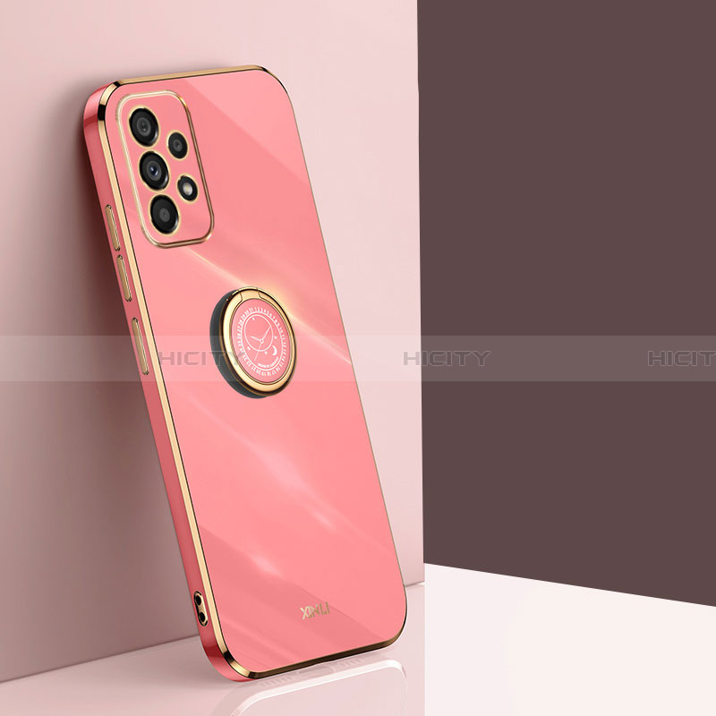 Custodia Silicone Ultra Sottile Morbida Cover con Magnetico Anello Supporto XL1 per Samsung Galaxy A23 4G Rosa Caldo