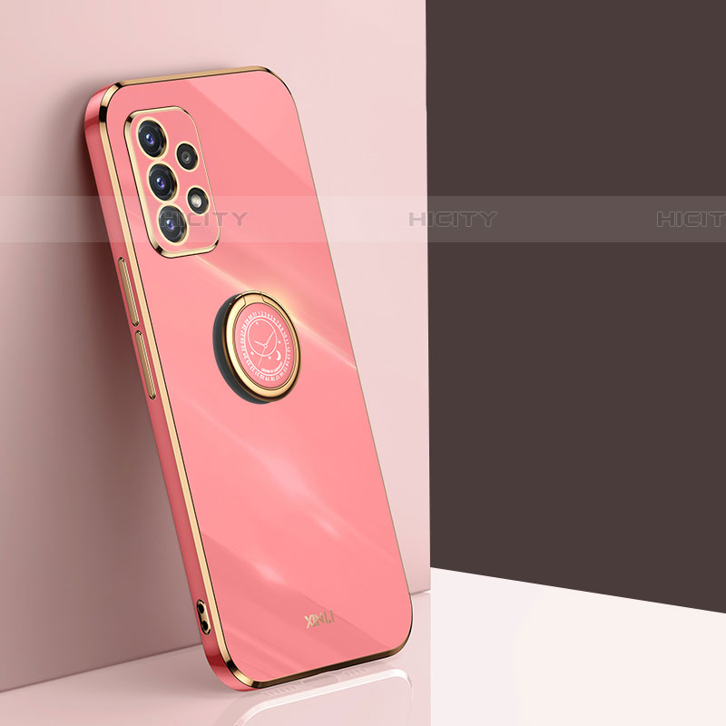 Custodia Silicone Ultra Sottile Morbida Cover con Magnetico Anello Supporto XL1 per Samsung Galaxy A52 4G Rosa Caldo