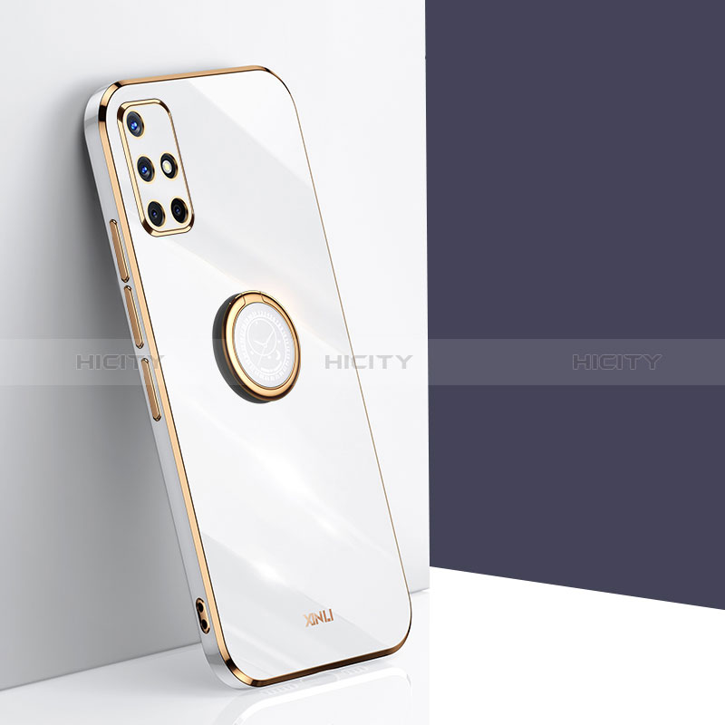 Custodia Silicone Ultra Sottile Morbida Cover con Magnetico Anello Supporto XL1 per Samsung Galaxy A71 4G A715 Bianco