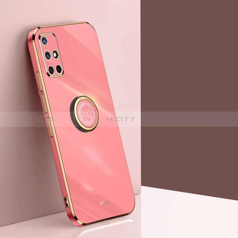 Custodia Silicone Ultra Sottile Morbida Cover con Magnetico Anello Supporto XL1 per Samsung Galaxy A71 5G Rosa Caldo