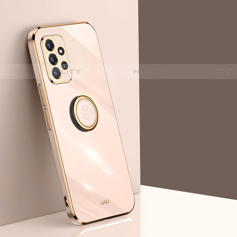 Custodia Silicone Ultra Sottile Morbida Cover con Magnetico Anello Supporto XL1 per Samsung Galaxy A72 4G Oro