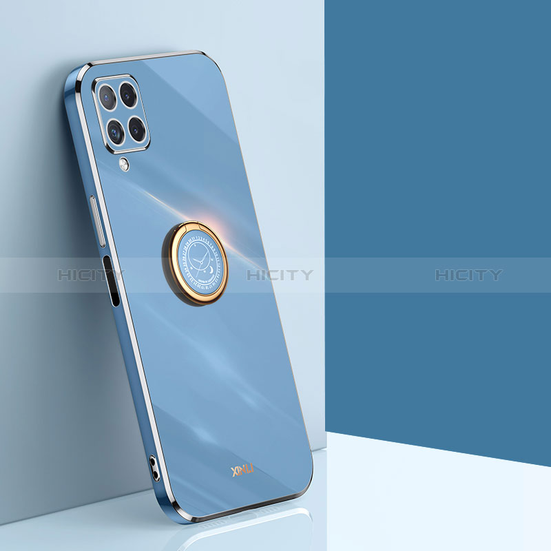 Custodia Silicone Ultra Sottile Morbida Cover con Magnetico Anello Supporto XL1 per Samsung Galaxy F12 Blu