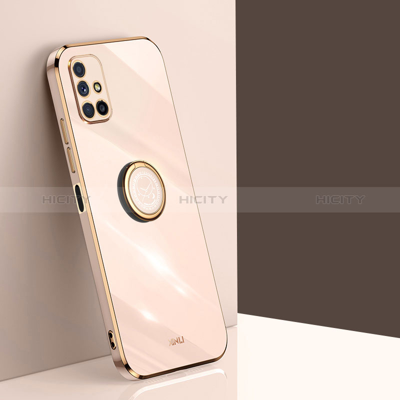 Custodia Silicone Ultra Sottile Morbida Cover con Magnetico Anello Supporto XL1 per Samsung Galaxy M51 Oro