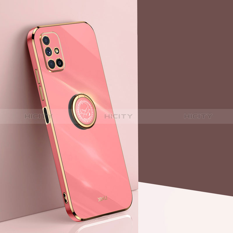 Custodia Silicone Ultra Sottile Morbida Cover con Magnetico Anello Supporto XL1 per Samsung Galaxy M51 Rosa Caldo