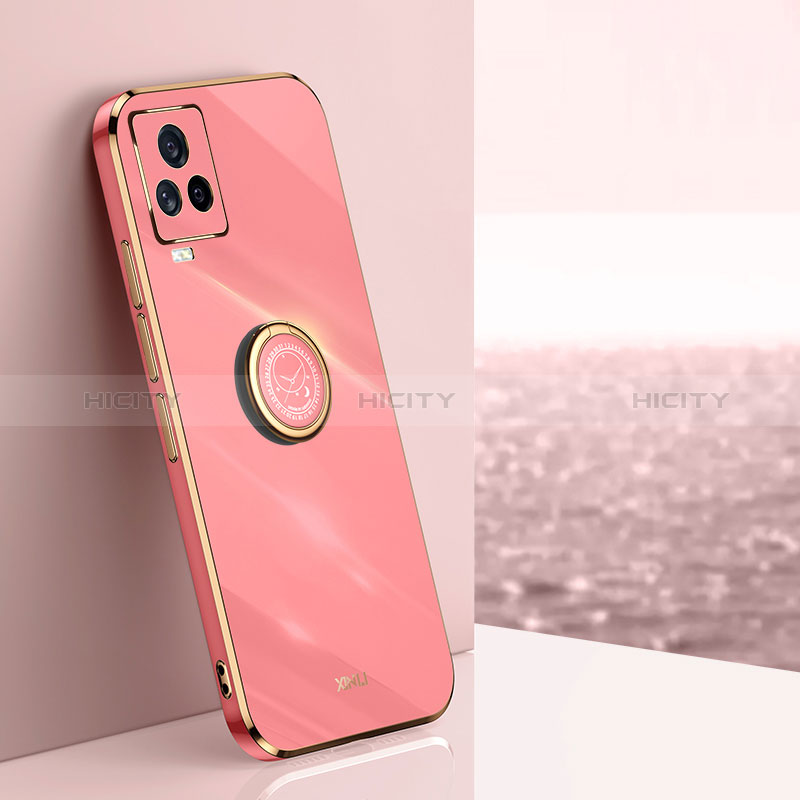 Custodia Silicone Ultra Sottile Morbida Cover con Magnetico Anello Supporto XL1 per Vivo iQOO 7 Legend 5G Rosa Caldo