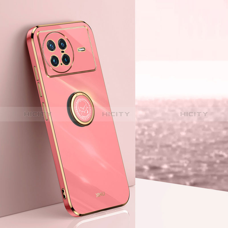 Custodia Silicone Ultra Sottile Morbida Cover con Magnetico Anello Supporto XL1 per Vivo X Note Rosa Caldo