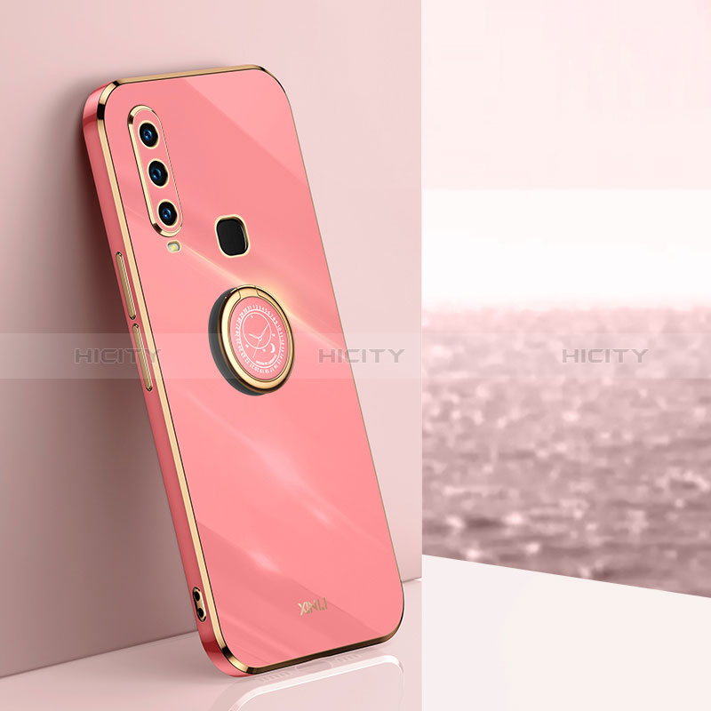 Custodia Silicone Ultra Sottile Morbida Cover con Magnetico Anello Supporto XL1 per Vivo Y3s Rosa Caldo