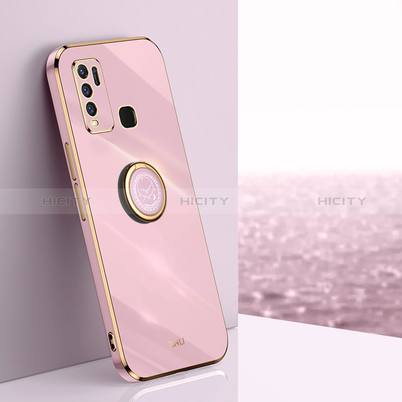 Custodia Silicone Ultra Sottile Morbida Cover con Magnetico Anello Supporto XL1 per Vivo Y50 Rosa