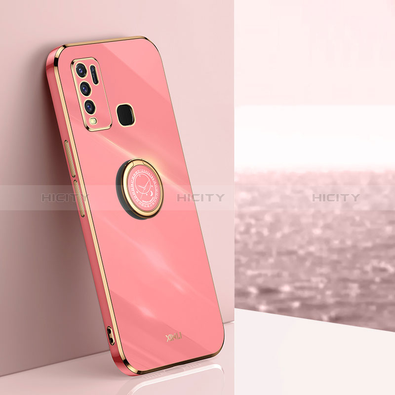 Custodia Silicone Ultra Sottile Morbida Cover con Magnetico Anello Supporto XL1 per Vivo Y50 Rosa Caldo