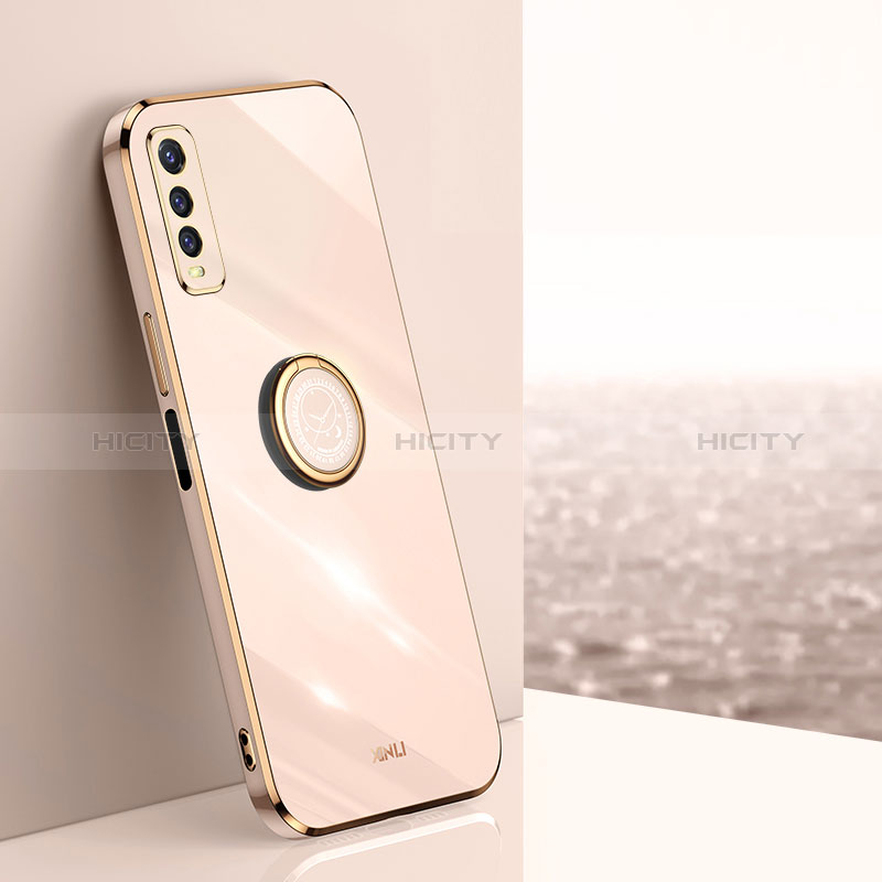 Custodia Silicone Ultra Sottile Morbida Cover con Magnetico Anello Supporto XL1 per Vivo Y70t 5G Oro