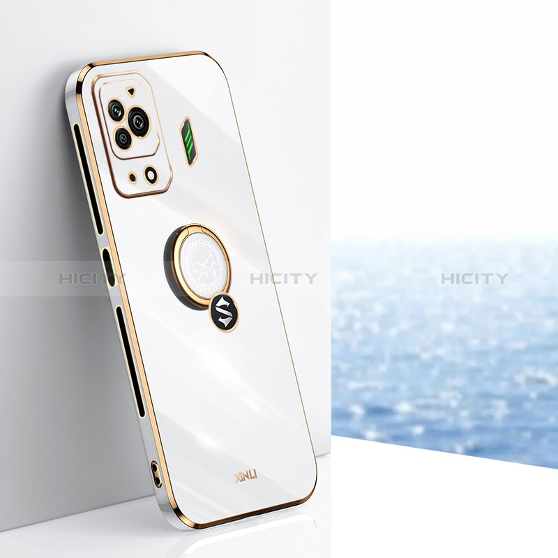 Custodia Silicone Ultra Sottile Morbida Cover con Magnetico Anello Supporto XL1 per Xiaomi Black Shark 5 Pro 5G Bianco