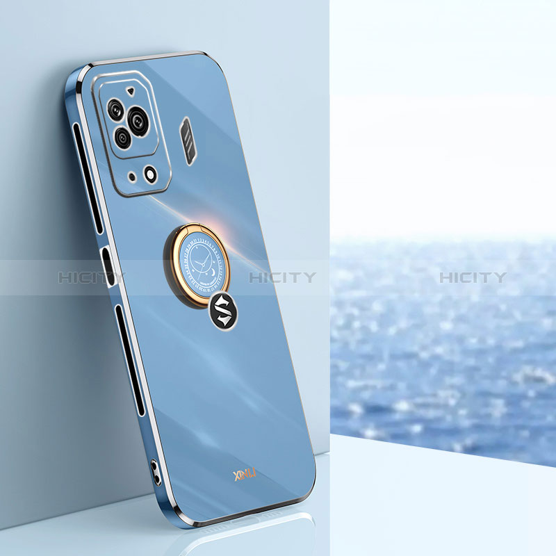 Custodia Silicone Ultra Sottile Morbida Cover con Magnetico Anello Supporto XL1 per Xiaomi Black Shark 5 Pro 5G Blu