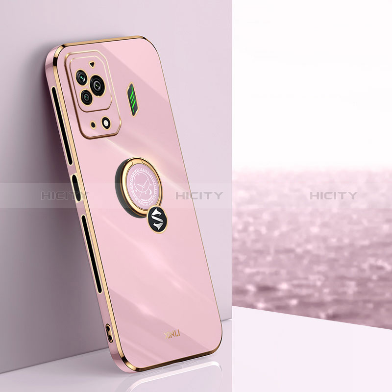 Custodia Silicone Ultra Sottile Morbida Cover con Magnetico Anello Supporto XL1 per Xiaomi Black Shark 5 Pro 5G Rosa