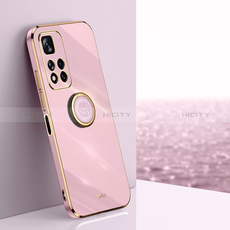 Custodia Silicone Ultra Sottile Morbida Cover con Magnetico Anello Supporto XL1 per Xiaomi Mi 11i 5G (2022) Rosa