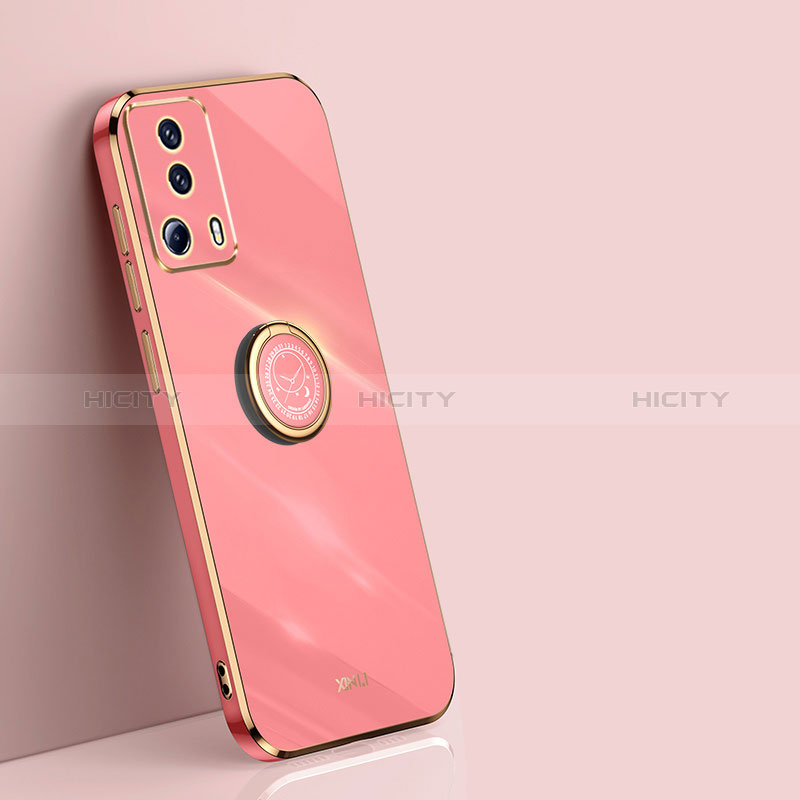 Custodia Silicone Ultra Sottile Morbida Cover con Magnetico Anello Supporto XL1 per Xiaomi Mi 12 Lite NE 5G Rosa Caldo