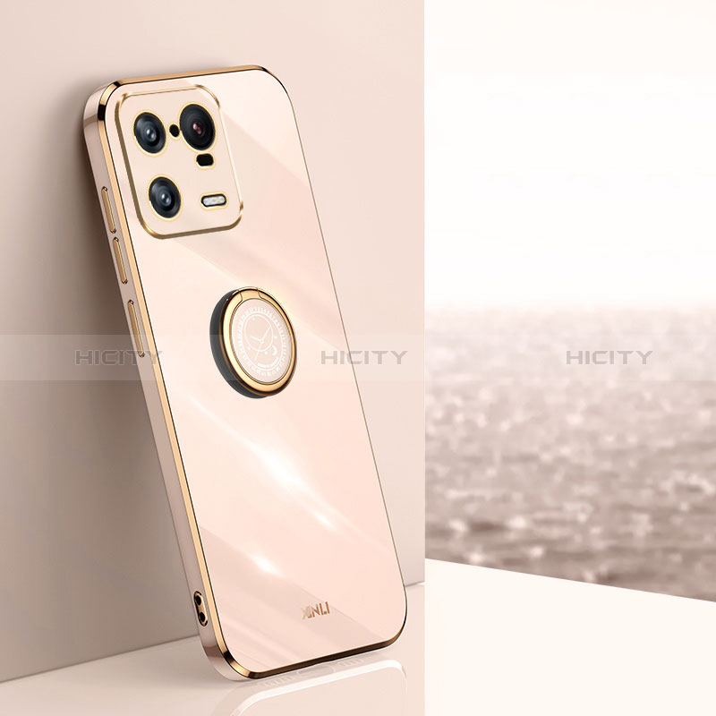 Custodia Silicone Ultra Sottile Morbida Cover con Magnetico Anello Supporto XL1 per Xiaomi Mi 13 Pro 5G Oro