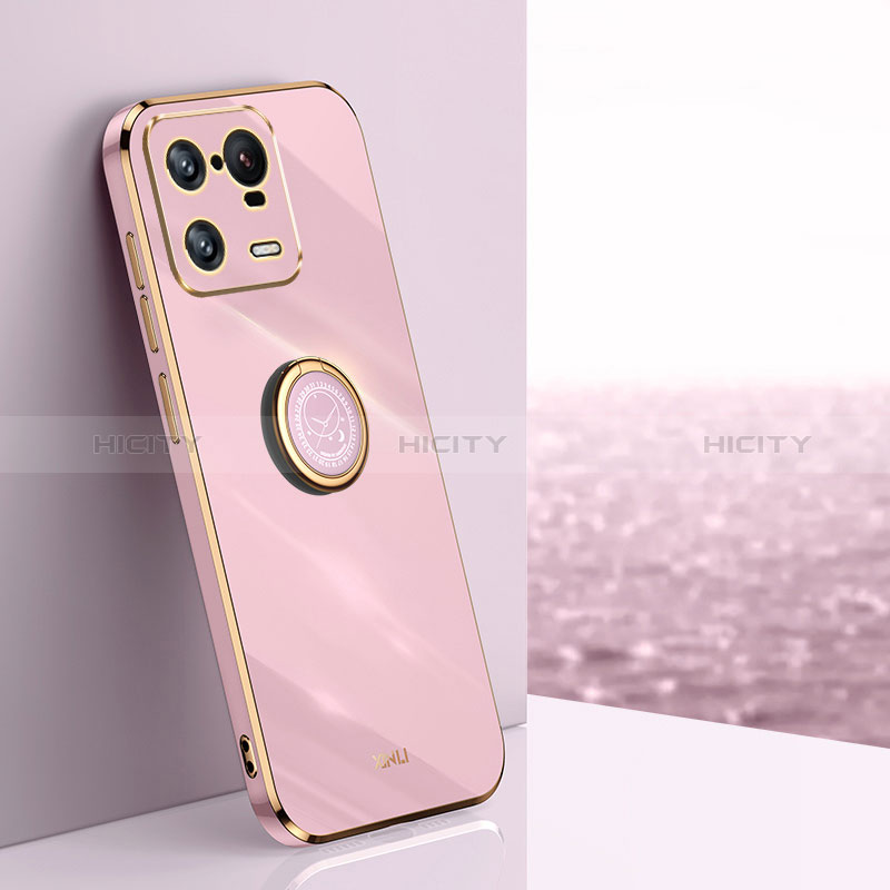 Custodia Silicone Ultra Sottile Morbida Cover con Magnetico Anello Supporto XL1 per Xiaomi Mi 13 Pro 5G Rosa