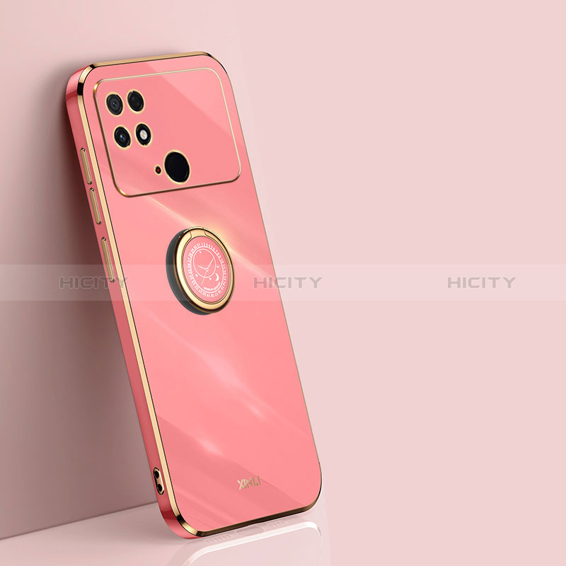 Custodia Silicone Ultra Sottile Morbida Cover con Magnetico Anello Supporto XL1 per Xiaomi Poco C40 Rosa Caldo