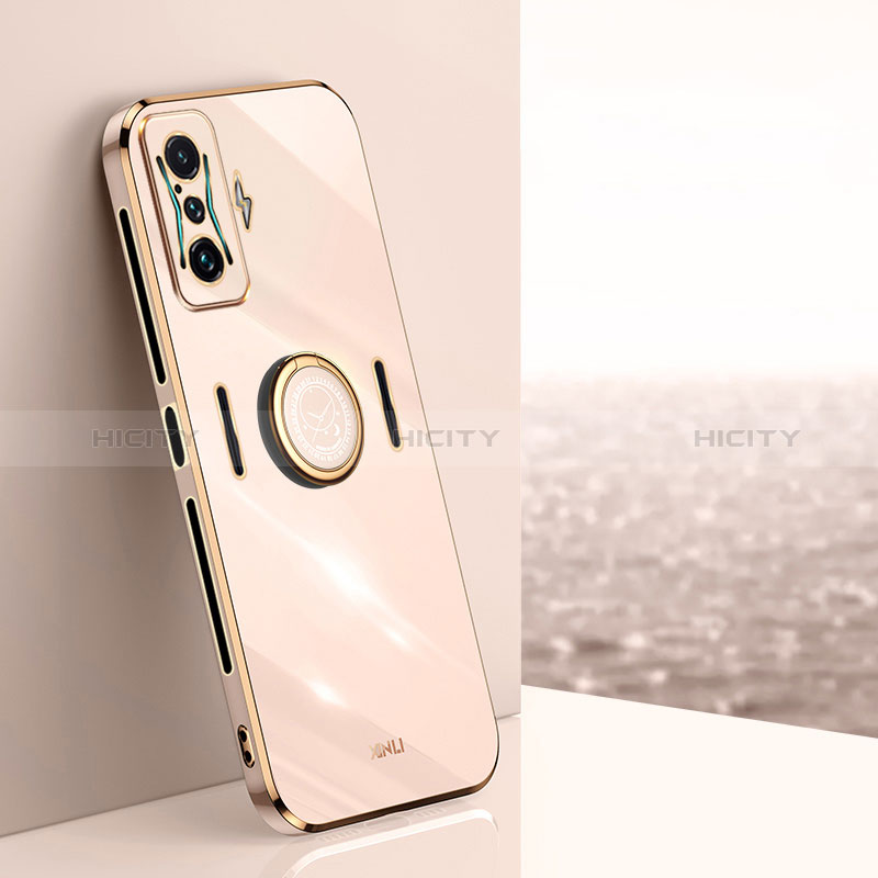 Custodia Silicone Ultra Sottile Morbida Cover con Magnetico Anello Supporto XL1 per Xiaomi Poco F4 GT 5G Oro