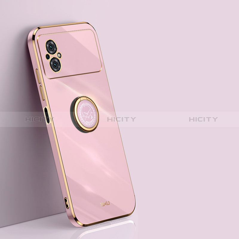 Custodia Silicone Ultra Sottile Morbida Cover con Magnetico Anello Supporto XL1 per Xiaomi Poco M4 5G Rosa