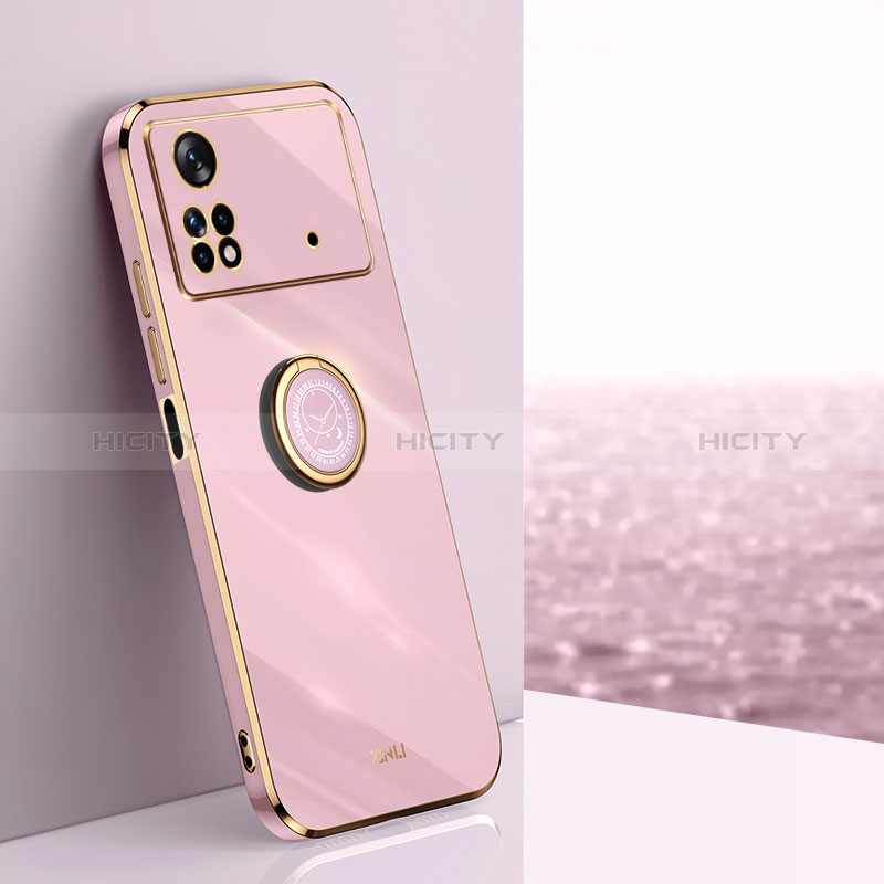 Custodia Silicone Ultra Sottile Morbida Cover con Magnetico Anello Supporto XL1 per Xiaomi Poco M4 Pro 4G