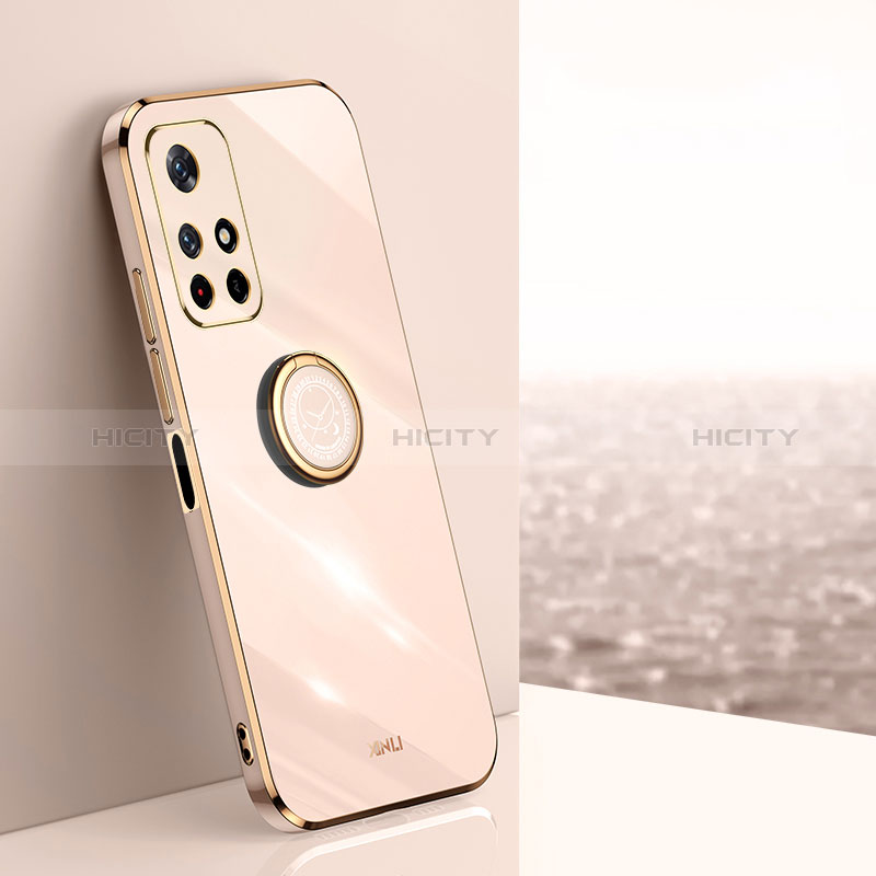 Custodia Silicone Ultra Sottile Morbida Cover con Magnetico Anello Supporto XL1 per Xiaomi Poco M4 Pro 5G Oro