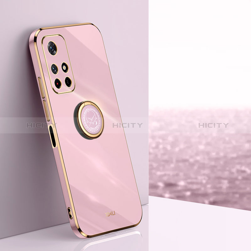 Custodia Silicone Ultra Sottile Morbida Cover con Magnetico Anello Supporto XL1 per Xiaomi Poco M4 Pro 5G Rosa