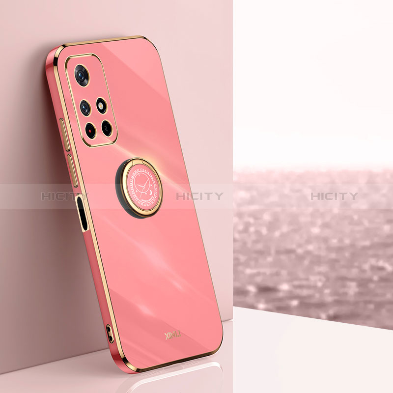 Custodia Silicone Ultra Sottile Morbida Cover con Magnetico Anello Supporto XL1 per Xiaomi Poco M4 Pro 5G Rosa Caldo