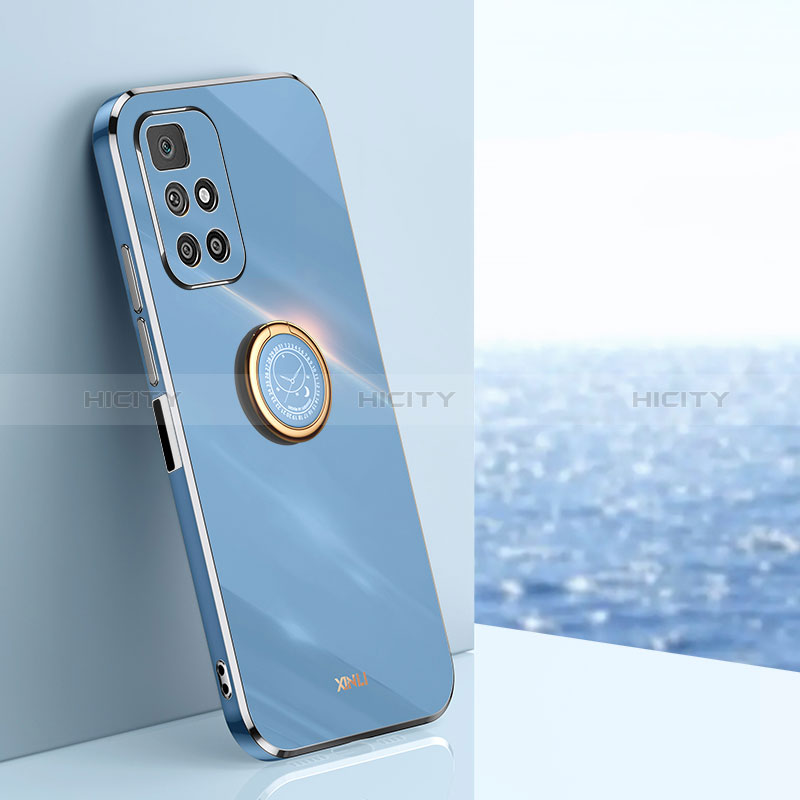 Custodia Silicone Ultra Sottile Morbida Cover con Magnetico Anello Supporto XL1 per Xiaomi Redmi 10 (2022) Blu